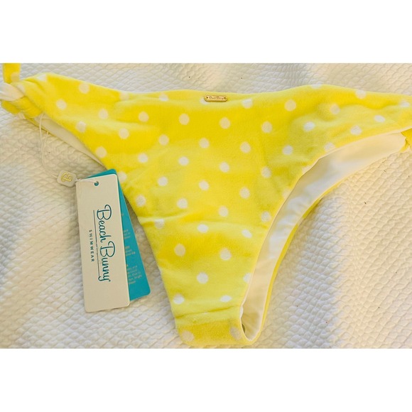 Beach Bunny Sutton Tie Side Skimpy Bikini Bottom Yellow Polka Dot NEW - Picture 4 of 6